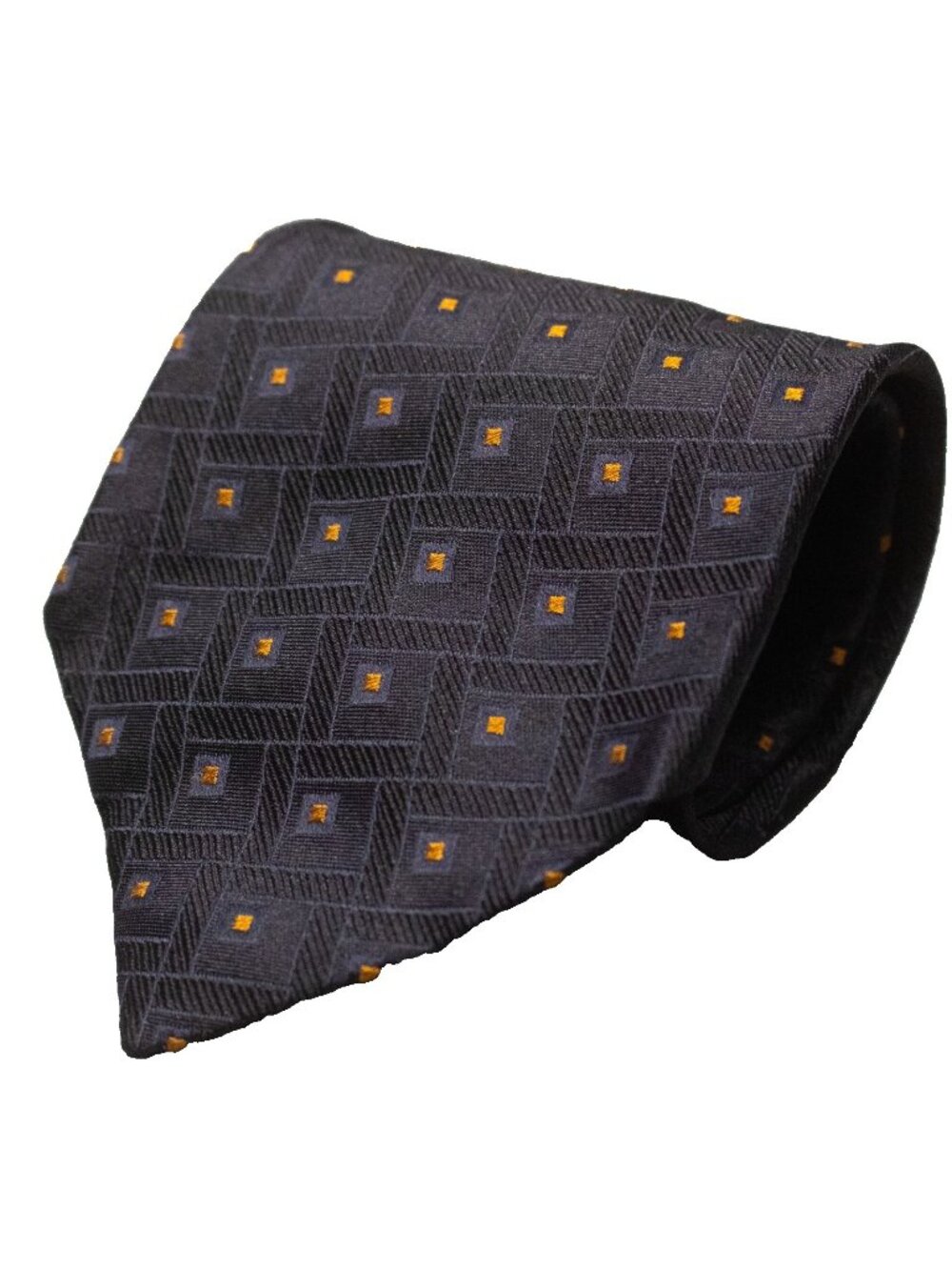 Ermenegildo Zegna Tie Made in Italy 100% Silk Geometric Black 3.75"